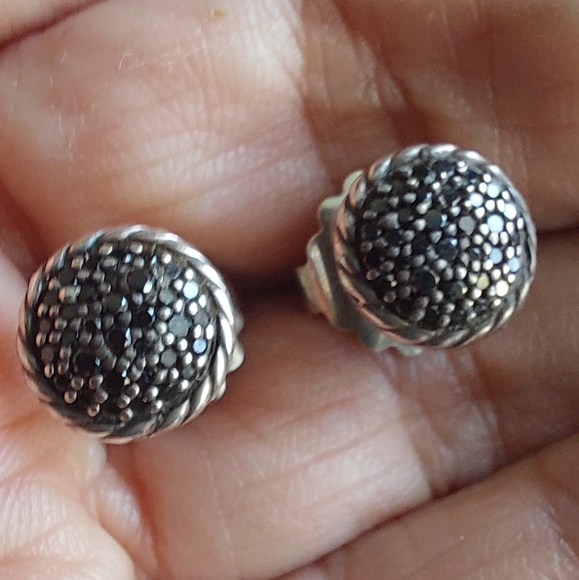 David Yurman black diamond earrings 8mm - Picture 1 of 6